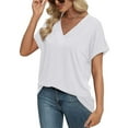 thumbnail image 5 of Womens Summer Tops Short Sleeve Shirts 2025 Fashion V Neck Outfits Clothes, 5 of 6