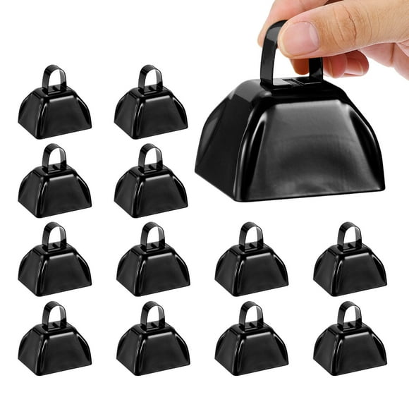 3inch Cow Bells for Football Games, 12pcs Cowbells for Sporting Events Bulk Loud Noise Makers, Black