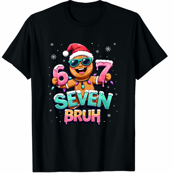 Bruh 67 Christmas Six Seven Gingerbreadman 67 Christmas T-Shirt (Men's, Women's)