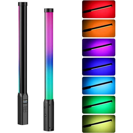 VL119 Handheld Light Wand, 360° RGB LED Video Light Stick for Photography, 3300mAh Rechargeable Tube Light for Video Shooting, 2500-9000K Dimmable Camera Light with LCD