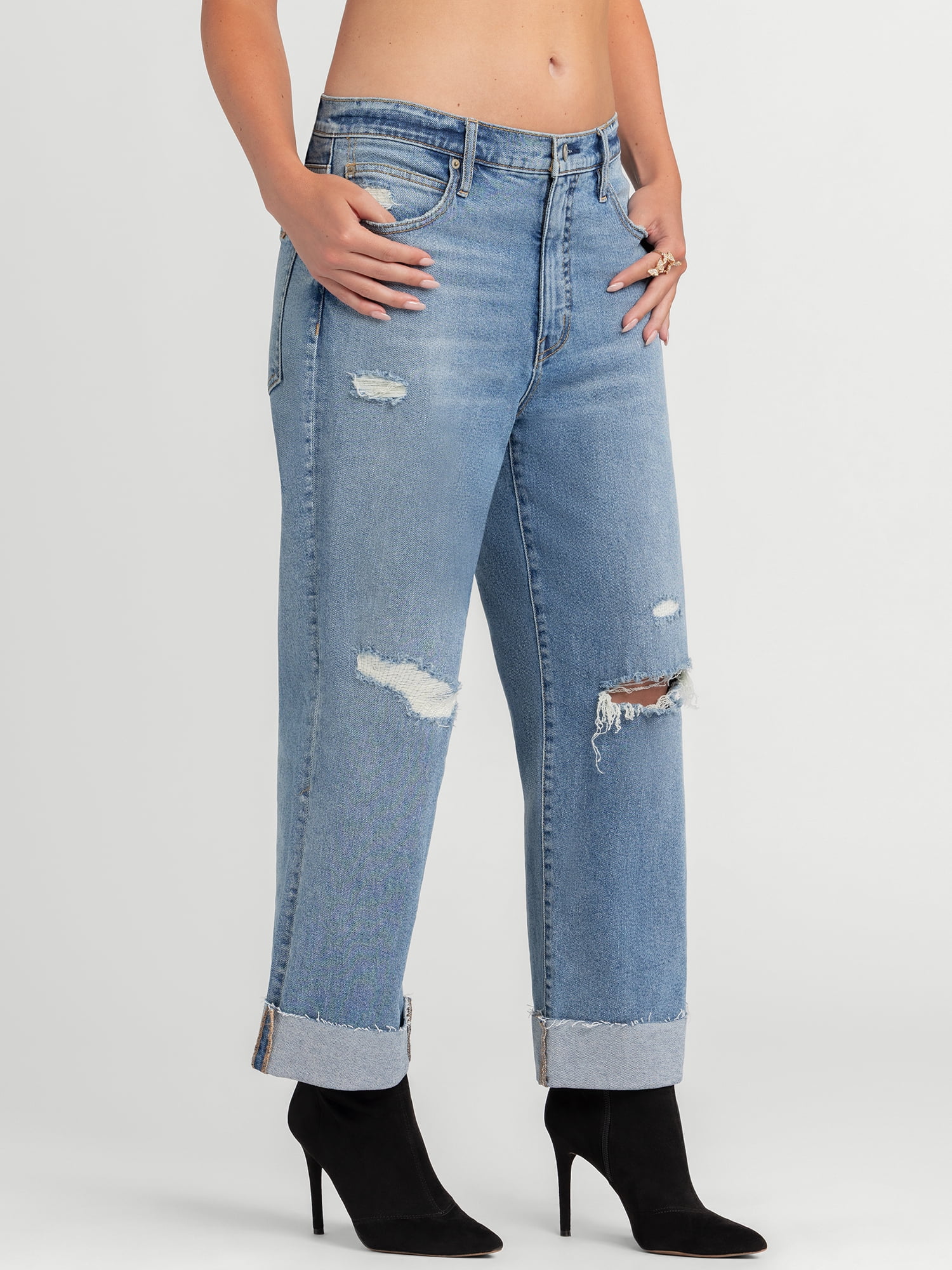 Jessica Simpson Women's and Women's Plus Zinnia Boyfriend Jeans, 25" Inseam, Sizes 2-24
