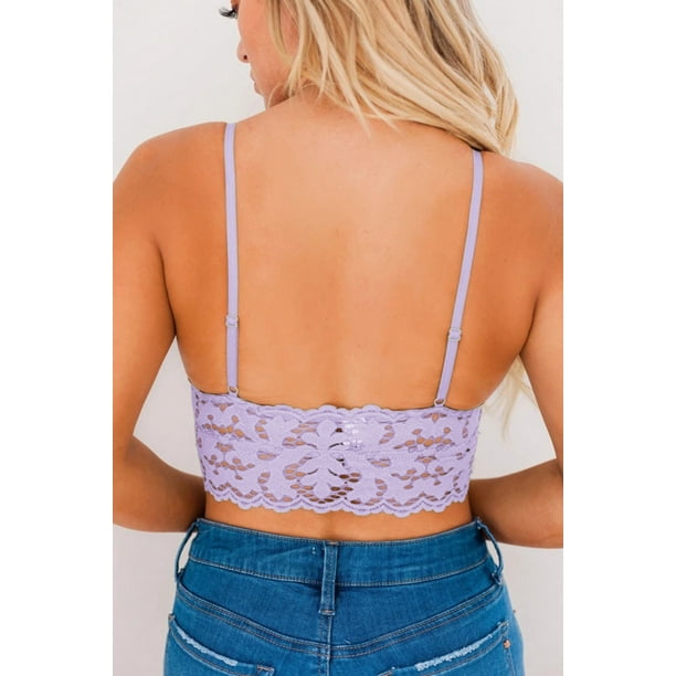Women's Purple Chunky Lace Bralette Crop Top 