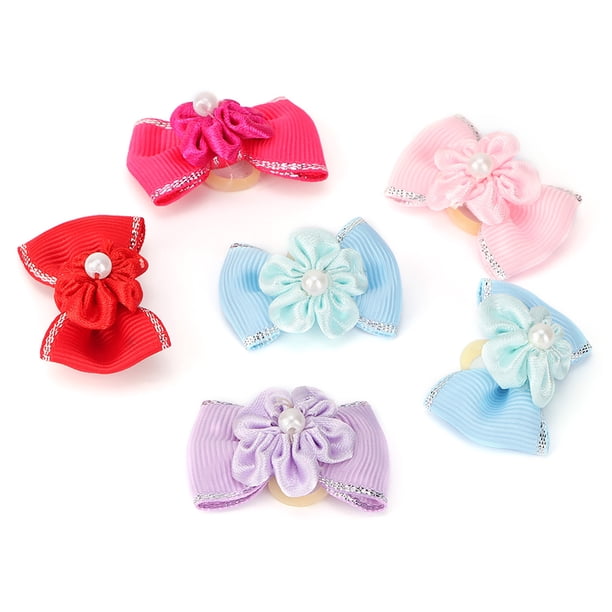 Lazos para el pelo de perros 20 unidades banda para el pelo para perros y gatos accesorios de aseo con perlas falsas brillantes lazos para el pelo para cachorros gatos ANGGREK Otros
