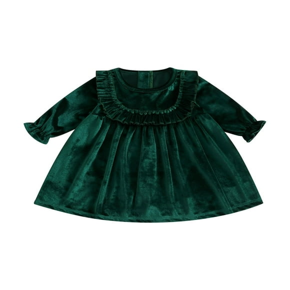 Robe de Noël pour Bébé Fille en Velours Manches Longues Robe de Princesse pour Fête
