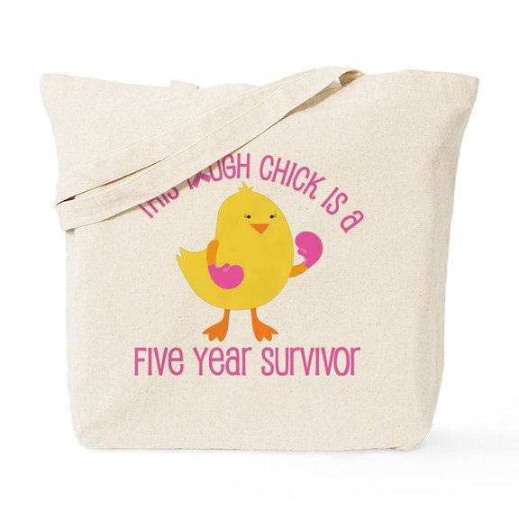 CafePress - Breast Cancer 5 Year Survivor Chick Tote Bag - Unisex Canvas Tote Bag, Beige, 1-Piece