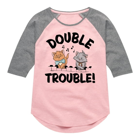 Disney - The Aristocats - Double Trouble - Toddler & Youth Girls Raglan Graphic T-Shirt