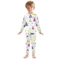 thumbnail image 6 of FORMRS Long Sleeve Top and Pants Pajama Set for Niños 2-Piece Sleepwear, Sizes 18M-8Y, Pink Simple Shapes, 6 of 6