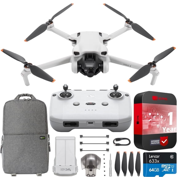 DJI Mini 3 Camera Drone Quadcopter with RC-N1 Remote Controller with 4K HDR Video Extended Protection Bundle with Deco Gear Backpack   Accessories