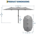 thumbnail image 3 of 13 ft double-sided rectangle patio market umbrella - heavy duty, waterproof y windproof, perfect para poolside, lawn y backyard, in gray, 3 of 5