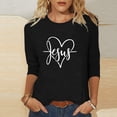 thumbnail image 1 of Xihbxyly Blouses pour Femmes Manches 3/4 T-shirt Imprimé Mode Manches 3/4 Blouse Col Rond Hauts Décontractés, 1 of 4