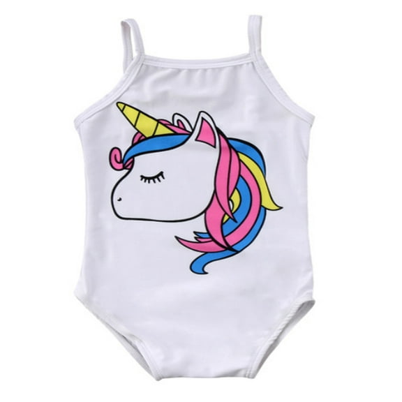 Bilo Baby Girl Unicorn Print One-Piece Swimsuit Beachwear Bathing Suit 3 Colors (70/3-6 Months, White)