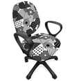 thumbnail image 1 of Geometric Office Chair Slipcover, Repetitive Abstract Circles Triangles in Monochrome Tone Illustration, Protective Stretch Decorative Fabric Cover, Standard Size, Charcoal Grey White, by Ambesonne, 1 of 5
