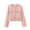 Pink, variant on Women Crop Tweed Blazer Jacket Collarless Open Front Button Down Coat Business Work Suit with Pockets