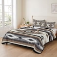 thumbnail image 2 of Full Quilt Set 78''x90'', Brown Boho Lightweight Bedspread Coverlet Set with 2 Pillow Shams, Southwestern Ethnic Aztec Retro Geometric Breathable All Season Quilt Bedding for Bedroom/Guest Room, 2 of 9