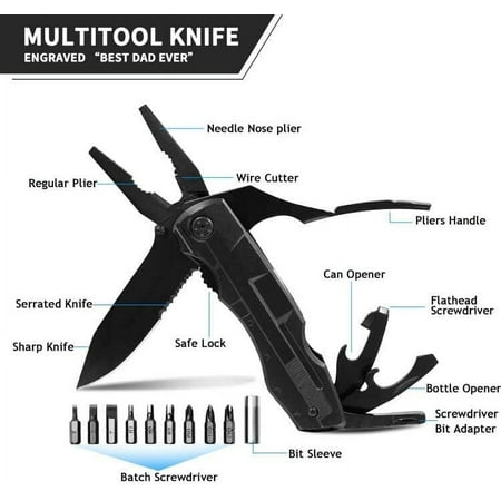 TRAHOO-Pocket Knife Multitool Tactical Knife with Switch Blades Saw Plier Screwdriver Bottle Opener Folding Knife Tool for Camping Hunting Emergency Outdoor Chrismas/Birthday Gifts for Men/Dad/