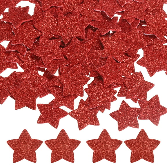 1"x1" Star Foam Stickers, 120Pcs EVA Self Adhesive Glitters Foam Shape Sticker Craft Supplies for Scrapbook Card DIY Making Home Decor, Red