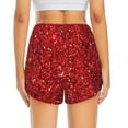 thumbnail image 4 of Xecao's Red Glitter for a double-layer running short for women, perfect for gym, tennis, and more, featuring a convenient pocket., 4 of 9