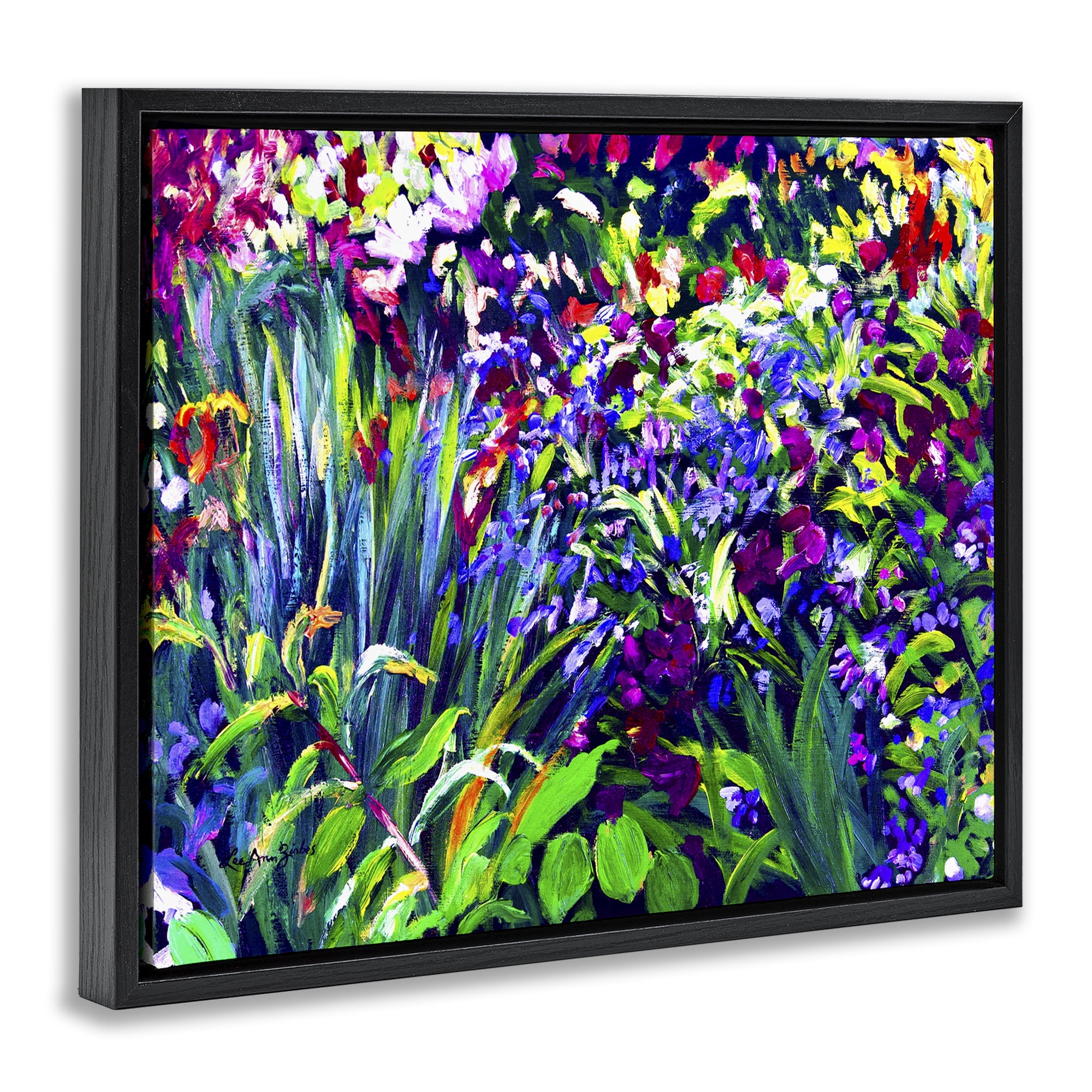 Stupell Industries Vibrant Confetti Garden Black Framed Floater Canvas Wall Art, design by Lee Ann Zirbes