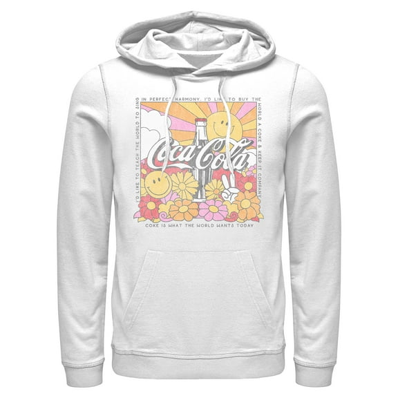 Mens Coca Cola Unity Square Lyrics Logo Lightweight Hoodie