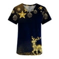 thumbnail image 4 of Luxalzxs Women's Christmas Scrub Tops Cute Print Short Sleeve V-Neck Shirts Anti Wrinkle Nursing Uniform Holiday Tops, 4 of 5