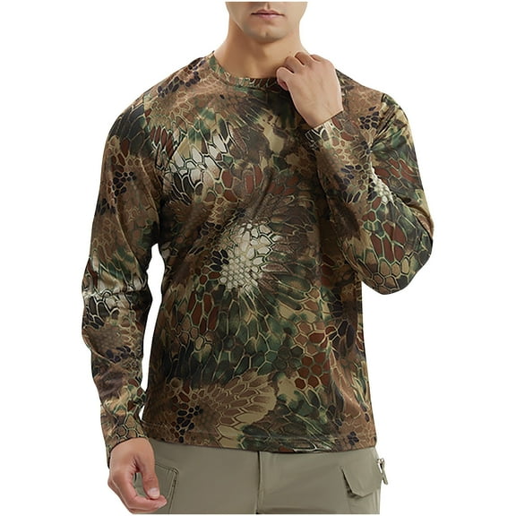Qingpeng Mens Camouflage Long Sleeve Tee T-Shirt