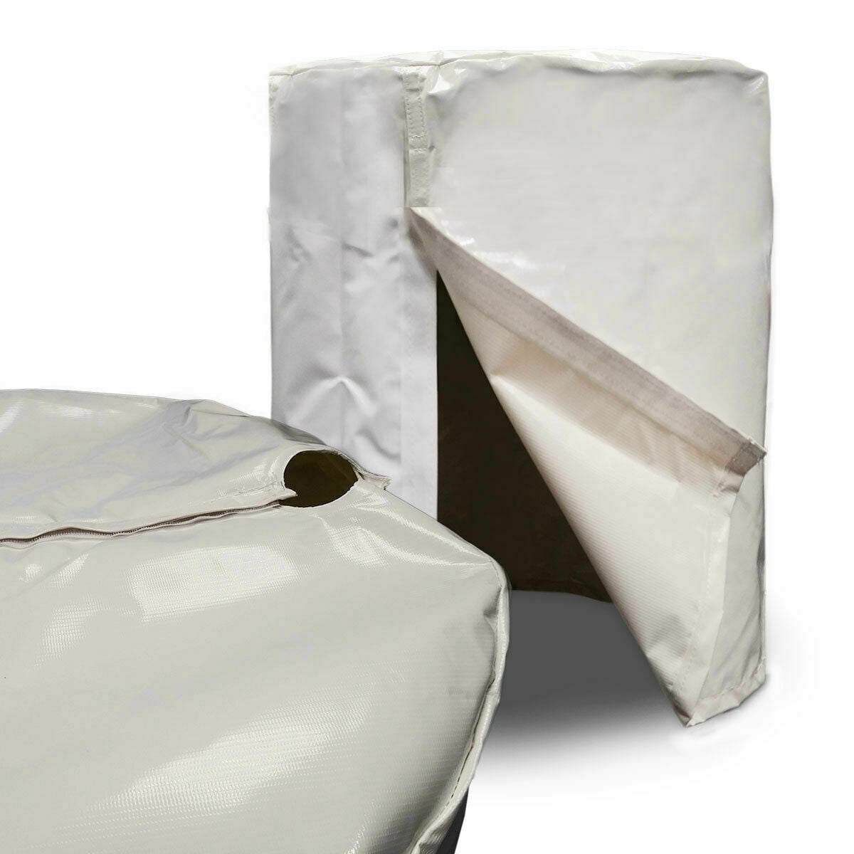 Moose Supply 55 Gallon Barrel Cover, White Vinyl Rain Water Drum Protector