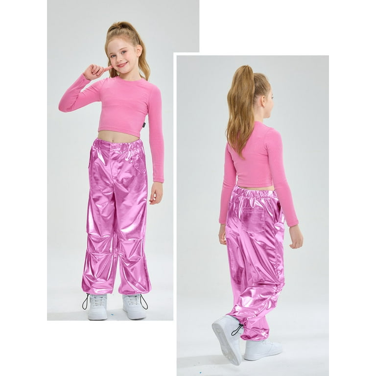 LOLANTA Girls Metallic Jogger Pants Shiny Jazz Street Hip LOLANTA Girls Metallic Jogger Pants Shiny Jazz Street Hip