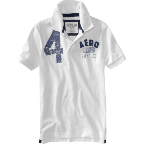 Aeropostale - Polo de rugby para hombre, color blanco, XS