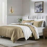 Superior 650 Thread Count Egyptian Cotton Duvet Cover Set, Taupe, Full/Queen