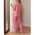 thumbnail image 4 of Ekouaer Womens Pajama Sets Cap Sleeve Sleepwear Tops and Long Pants Comfy Pjs 2 Piece Lounge Set with Pockets, 4 of 6