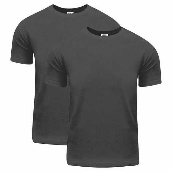 2 Pack Shaka Wear Men's Active Comfort Cotton Short Sleeve Crew Neck T-Shirt - Dark Gray - Small