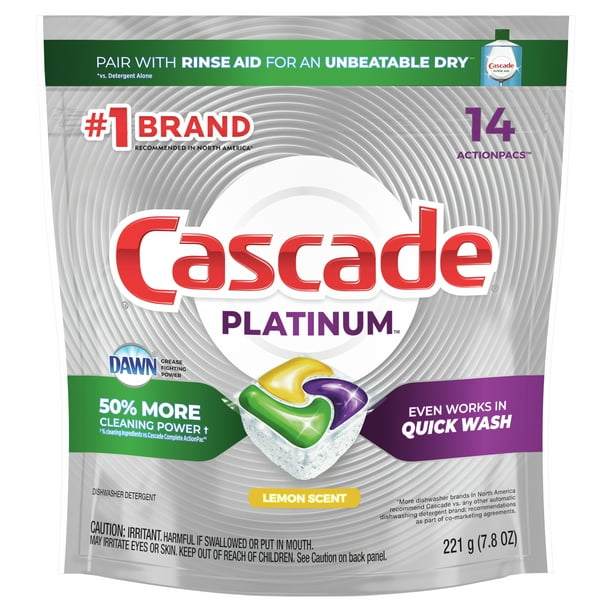Cascade Platinum Dishwasher Pods, ActionPacs Dishwasher Detergent Tabs