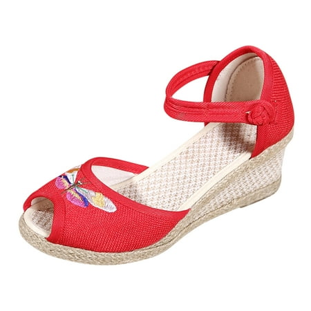 

fvwitlyh Wedge Sandals for Women Women Dress Sandals Size 8 Comfortable Peep Beach Toe Women Summer Wedges Fashion Sandals Breathable Womens Sandals Size