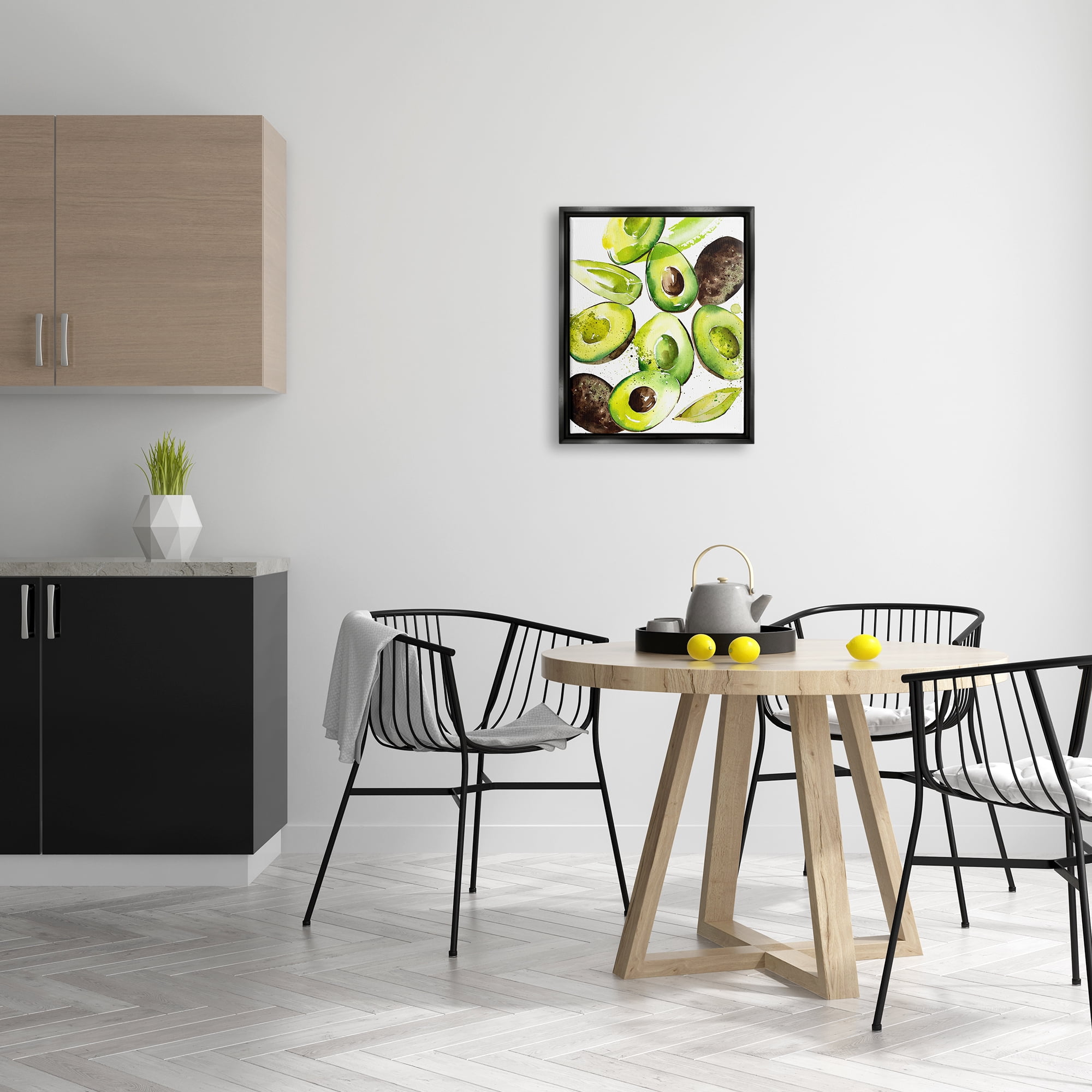 Stupell Industries Modern Avocado Halves Food & Beverage Painting Black Floater Framed Art Print Wall Art, 17 x 21