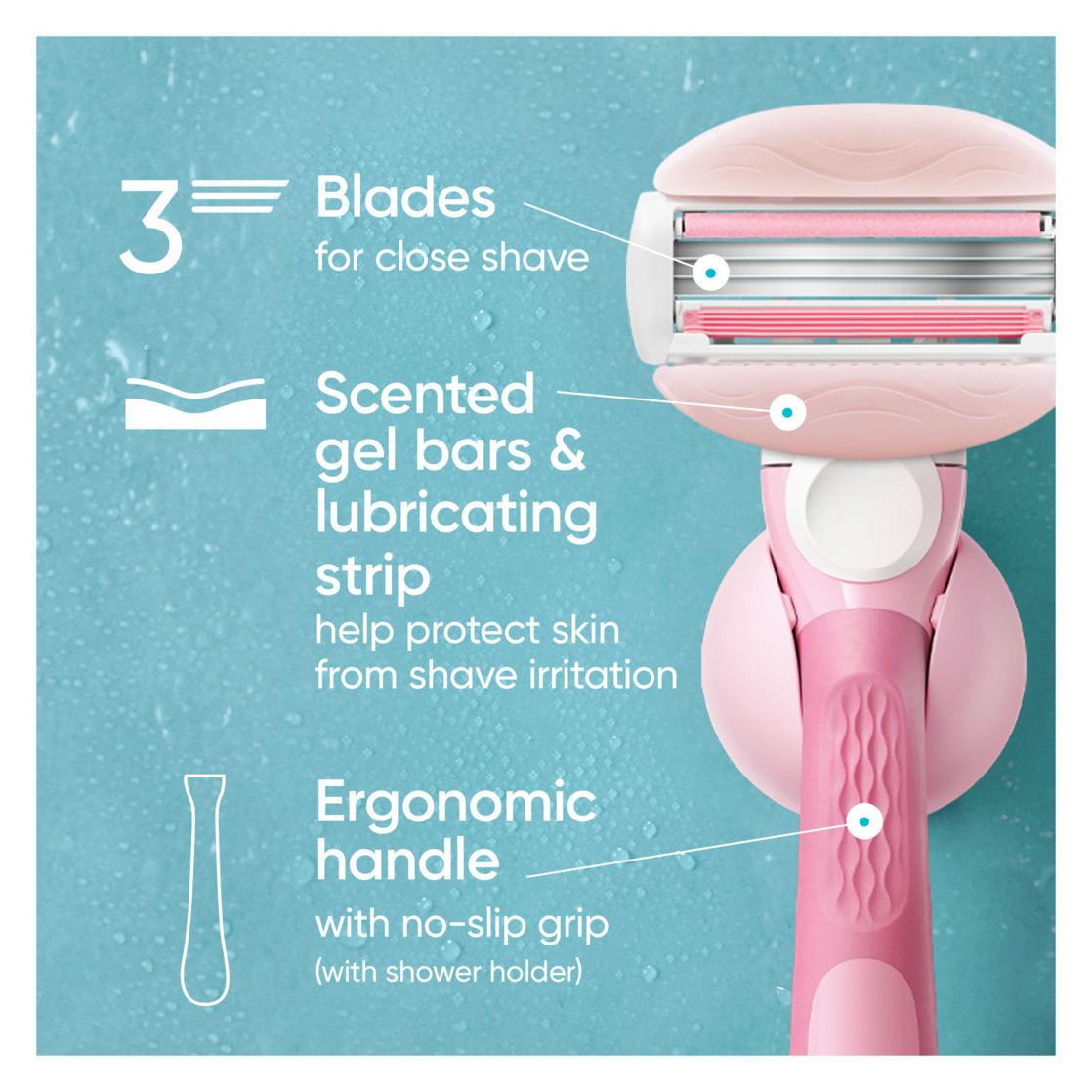 Venus ComfortGlide White Tea Razor for Women, 3 Blades photo 3