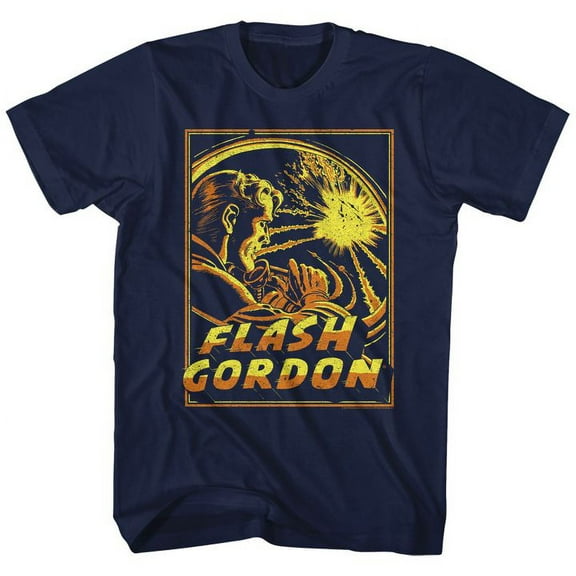 Flash Gordon Space Explosion Navy Adult T-Shirt 4Xl