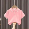 thumbnail image 2 of Pink Baby Basic Casual Shirts for Kids Girl Boy Summer Fall Short Sleeve Henley High Neck Top T Shirt Blouse Kid 2025 Clothes Trendy Country Concert Y2K 10 Years, 2 of 3
