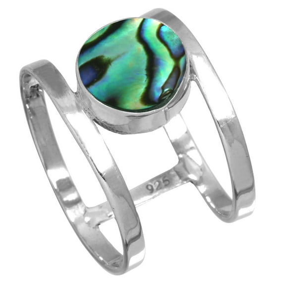 925 Sterling Silver Ring For Women - Teens Multicolor Natural Abalone Shell Gemstone Silver Ring Size 9.5 Fashion Silver Ring Size 9.5 Easter Gift For Girl Friend Gemstone 925 Silver Jewelry