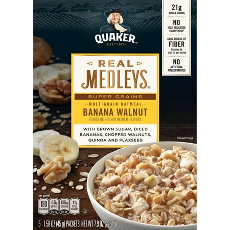Quaker Real Medleys Multigrain Oatmeal Banana Walnut Flavor With Other Natural Flavors 1.58 Oz 5 (Best Quaker Oatmeal Flavor)