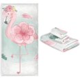 thumbnail image 7 of Dreamtimes Towels Pink Flamingo Flower Bathroom Three-Piece Set（1 Bath Towel, 1 Washcloth &1 Hand Towel ） Towel Soft Multipurpose for Bathroom Home Kitchen Hotel Swim Gym, 7 of 7