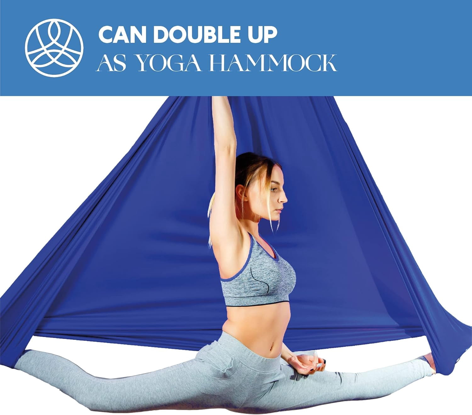 Aum Active Aerial Silks Yoga Sling Hammock Starter Kit - 9 Yd Tricot Fabric with Hardware & Guide