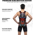 thumbnail image 3 of Exxact Sports Sublimated Men's Wrestling Singlet, High-Performance Powerlifting Singlet, Wrestling Singlets for Men (AM, Samurai), 3 of 7