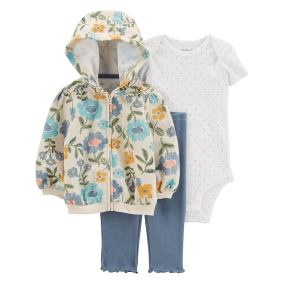 Carter's Child of Mine Baby Girl Cardigan Outfit Set, 3-Piece, Sizes 0/3-24 Months