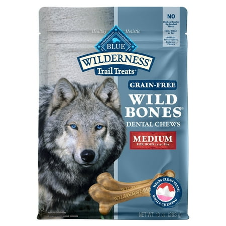 UPC: 0840243101528 | Blue Buffalo Wilderness Wild Bones Medium Dental Treats for Adult Dogs  Grain-Free  10 oz. Bag