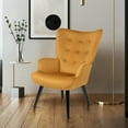 thumbnail image 2 of Modern Corduroy Accent Chair with High Back, Yellow Wingback Chairs - Plush Tufted Lounge Chair for Living Room, Bedroom, Waiting Room, 2 of 8
