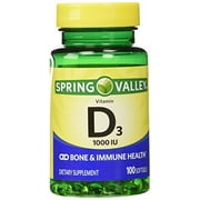 Twinpack Spring Valley High-potentcy D-3 1000 IU, Twin Pack, 100 softgels each by Spring Valley