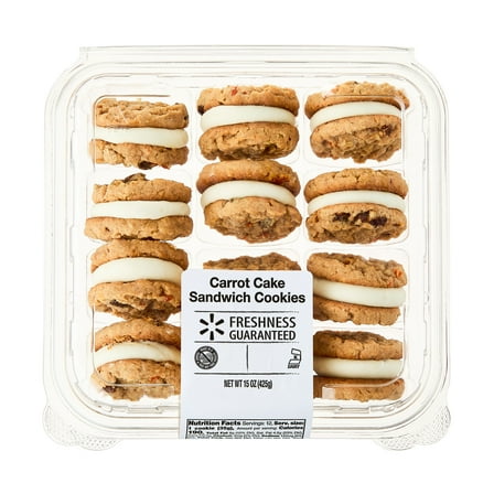 Freshness Guaranteed Carrot Cake Sandwich Cookies with Cream Cheese Icing, 12 Count, Shelf Stable