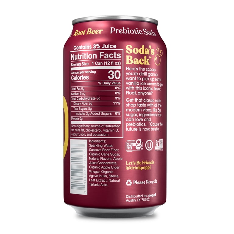 poppi, Prebiotic Soda, Root Beer, 4pk with 5g Sugar - Walmart.com