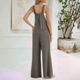 thumbnail image 6 of QATAINLAV Womens Bib Overalls with Pockets Solid Casual Linen Jumpsuits Loose Fit Flowy Wide Leg Long Rompers Summer Sleeveless One Piece Pants Khaki XXL Prime Today, 6 of 9