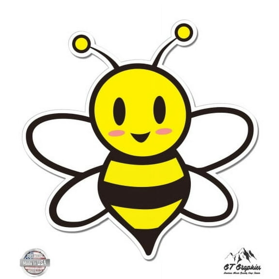 Adorable Bee - 3" Vinyl Sticker - For Car Laptop I-Pad Phone Helmet Hard Hat - Waterproof Decal